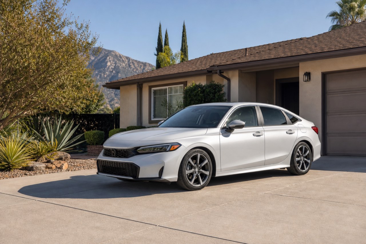 Representative silver sedan in an Upland driveway